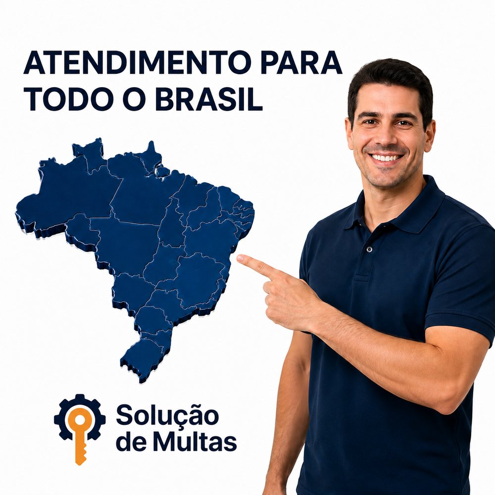 Atendente apontando para um mapa do Brasil