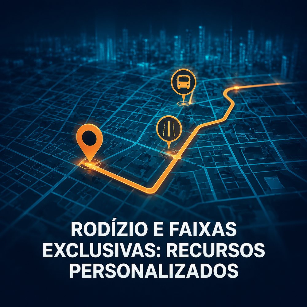 Mapa urbano com rota e pontos de restrição
